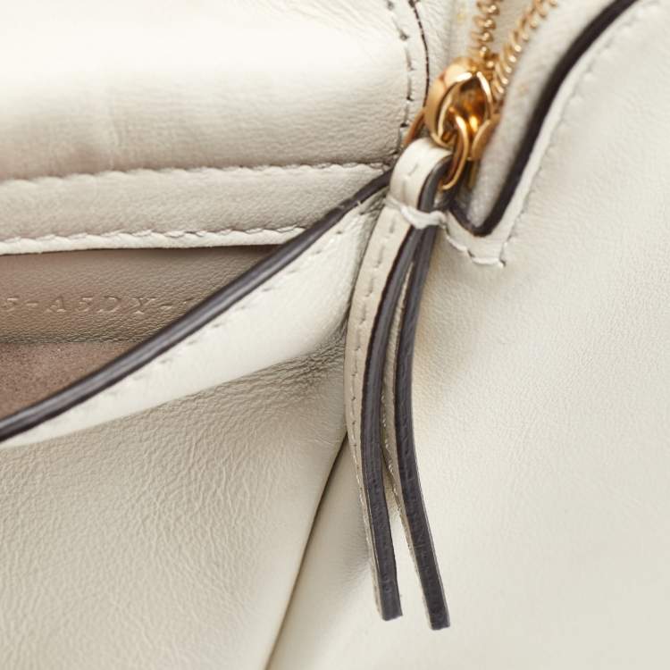 Pre Owned Fendi White Leather Business 3 Pocket Mini Crossbody Bag