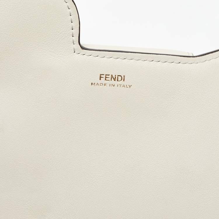 Pre Owned Fendi White Leather Business 3 Pocket Mini Crossbody Bag