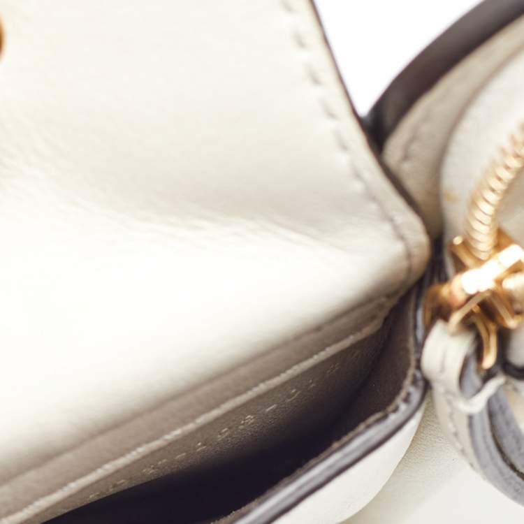 Pre Owned Fendi White Leather Business 3 Pocket Mini Crossbody Bag