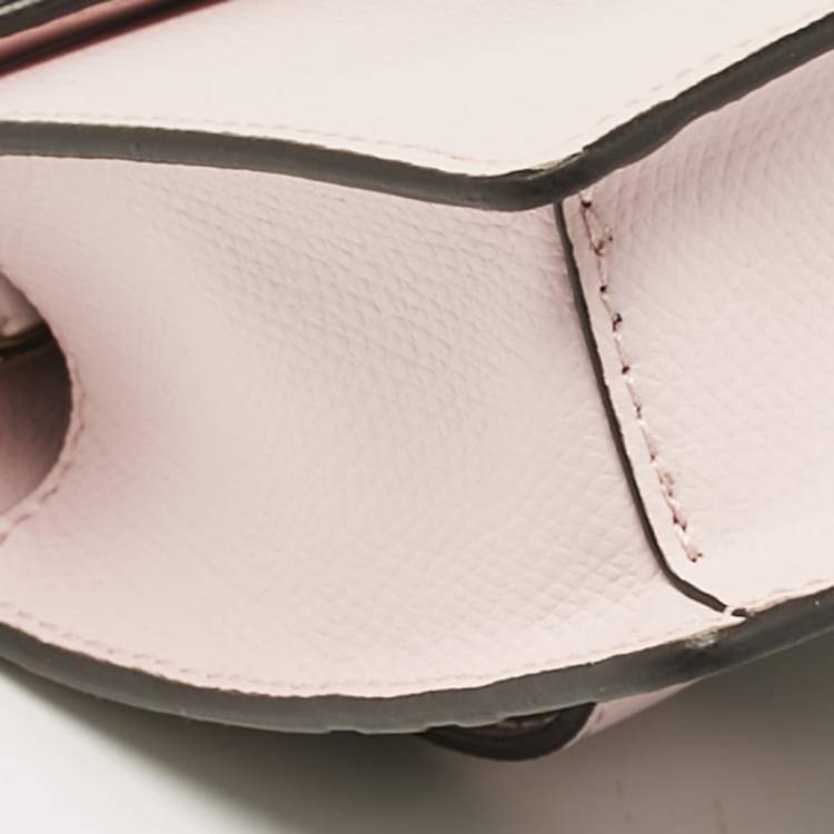 Pre Owned Fendi Light Pink/Tobacco Zucca Leather Kan I F Convertible Belt Bag