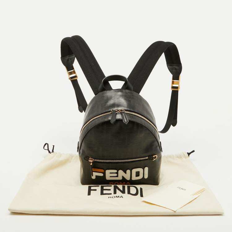 Pre Owned Fendi x Fila Brown Zucca Coated Canvas Mini Mania Backpack