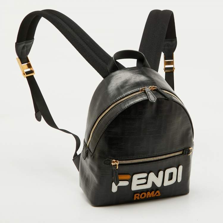 Pre Owned Fendi x Fila Brown Zucca Coated Canvas Mini Mania Backpack