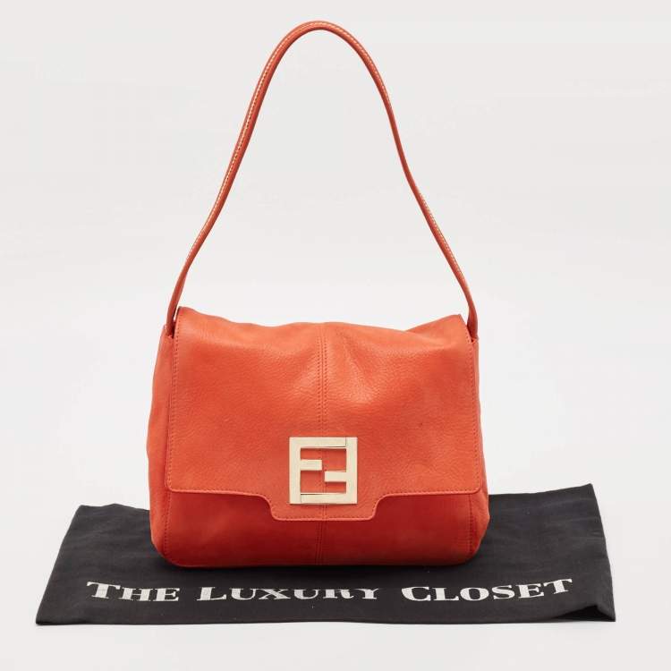 مملوكة مسبقًا Fendi Orange Nubuck Leather Mama Baguette Bag