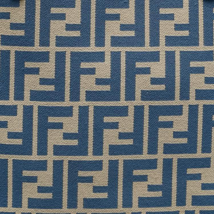 Pre Owned Fendi Blue/Beige FF Pequin Fabric Large Roll Shopper Tote