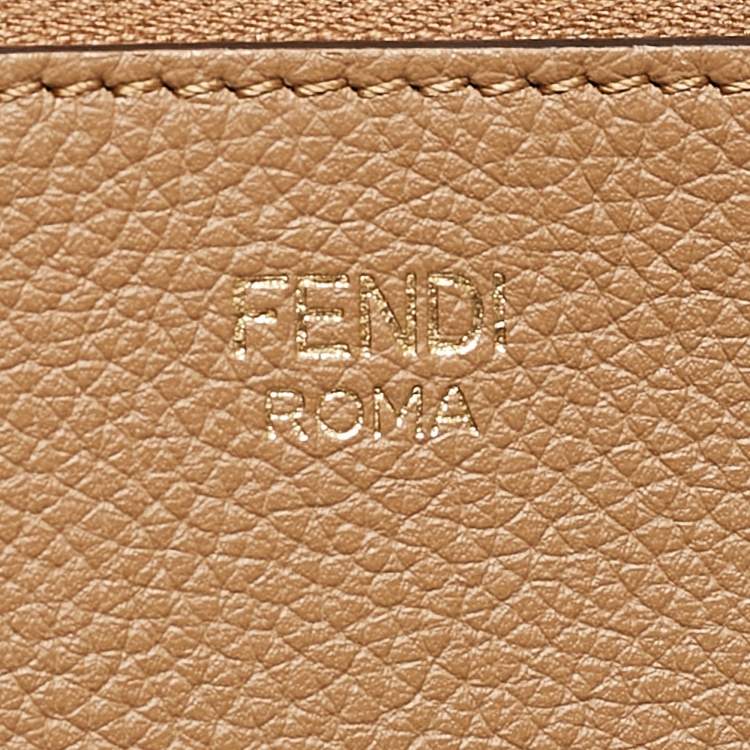 Pre Owned Fendi Blue/Beige FF Pequin Fabric Large Roll Shopper Tote