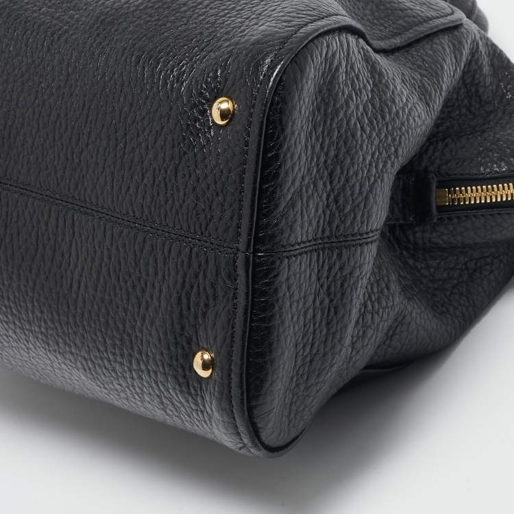 Pre Owned Fendi Black Pebbled Leather Large Chameleon Satchel