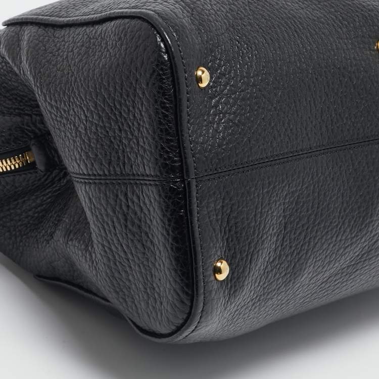 Pre Owned Fendi Black Pebbled Leather Large Chameleon Satchel
