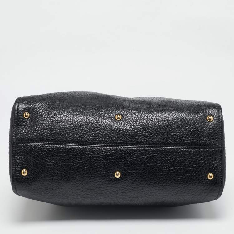 Pre Owned Fendi Black Pebbled Leather Large Chameleon Satchel