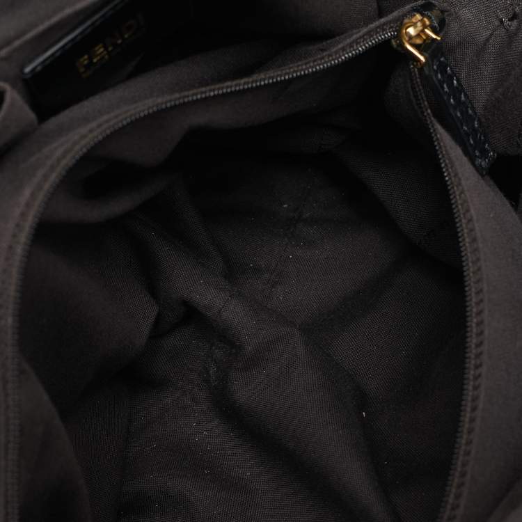 Pre Owned Fendi Black Pebbled Leather Large Chameleon Satchel