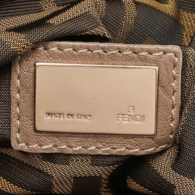 Pre Owned Fendi Grey Textured Leather Spy Hobo
