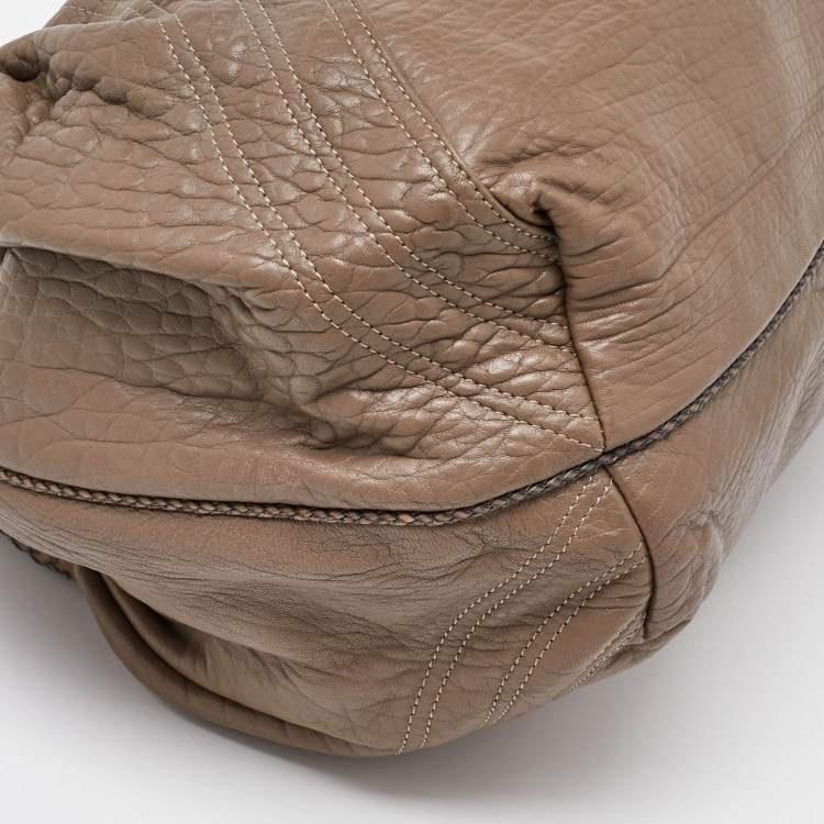 Pre Owned Fendi Grey Textured Leather Spy Hobo