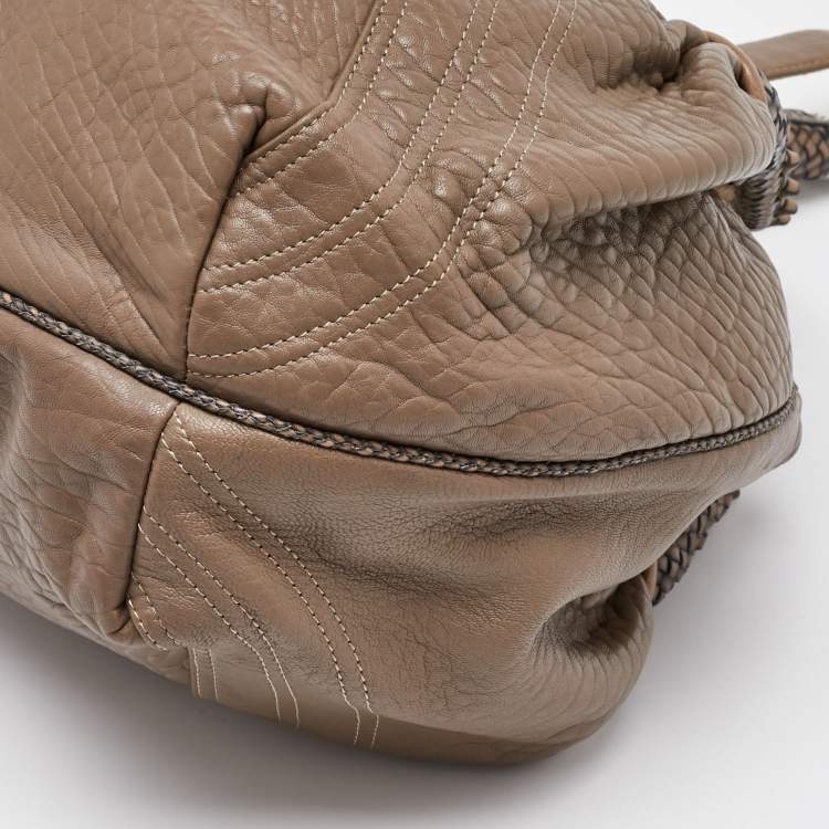 Pre Owned Fendi Grey Textured Leather Spy Hobo