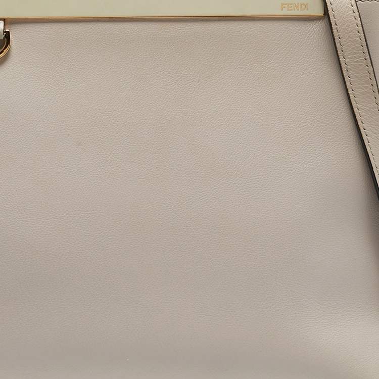 Pre Owned Fendi Light Beige Leather Small 2Jours Tote