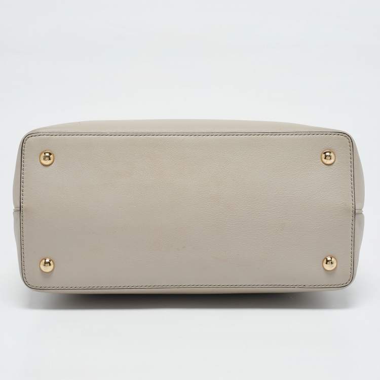 Pre Owned Fendi Light Beige Leather Small 2Jours Tote
