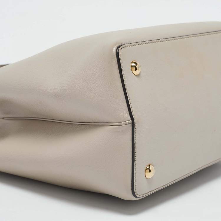 Pre Owned Fendi Light Beige Leather Small 2Jours Tote