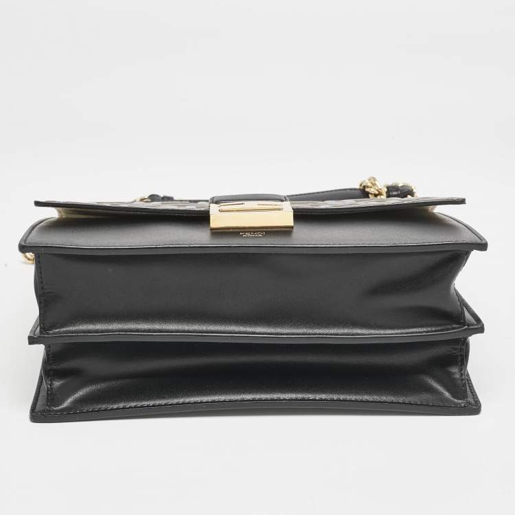 Pre Owned Fendi Brown/Black FF Embossed Leather Kan U Shoulder Bag