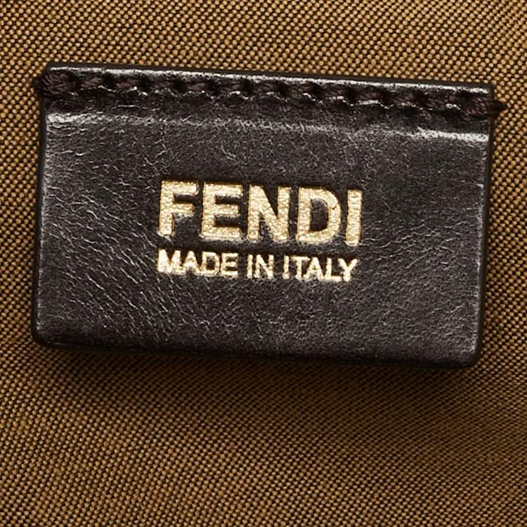 Pre Owned Fendi Brown/Black Zucca and Leopard Print Canvas Large Chef Tote