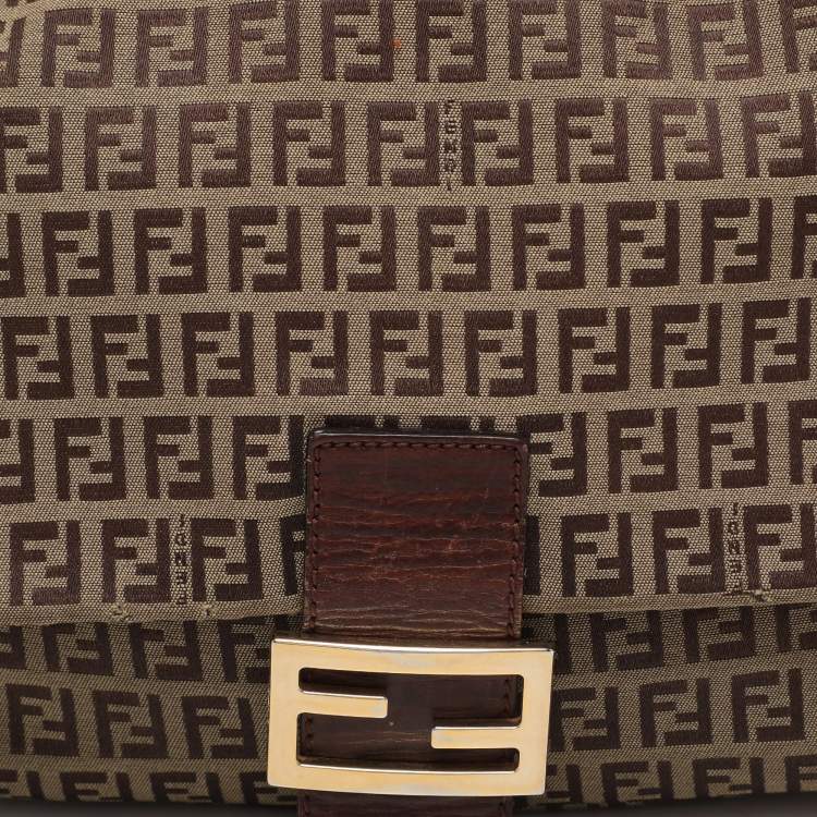 Pre Owned Fendi Brown Zucca Canvas and Leather Mama Forever Shoulder Bag