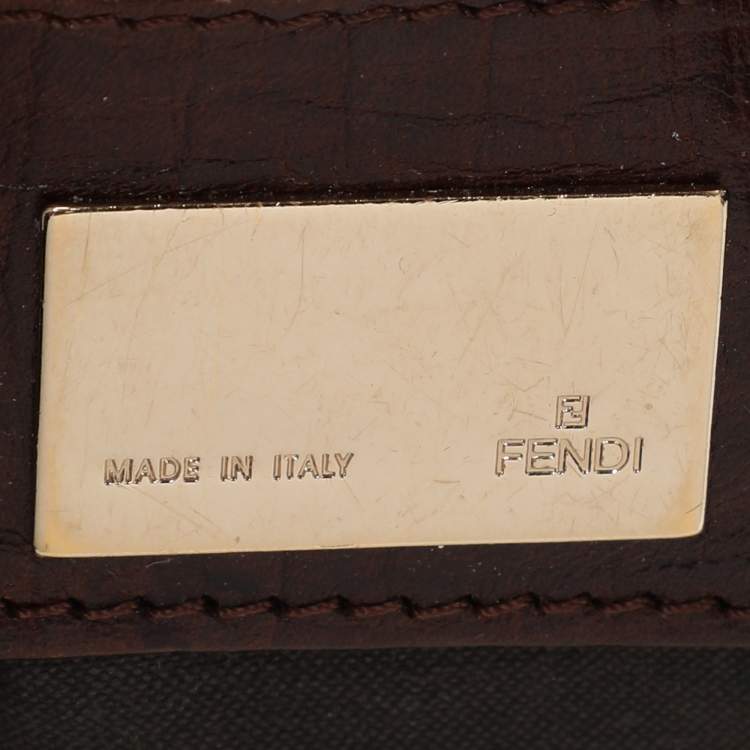 Pre Owned Fendi Brown Zucca Canvas and Leather Mama Forever Shoulder Bag