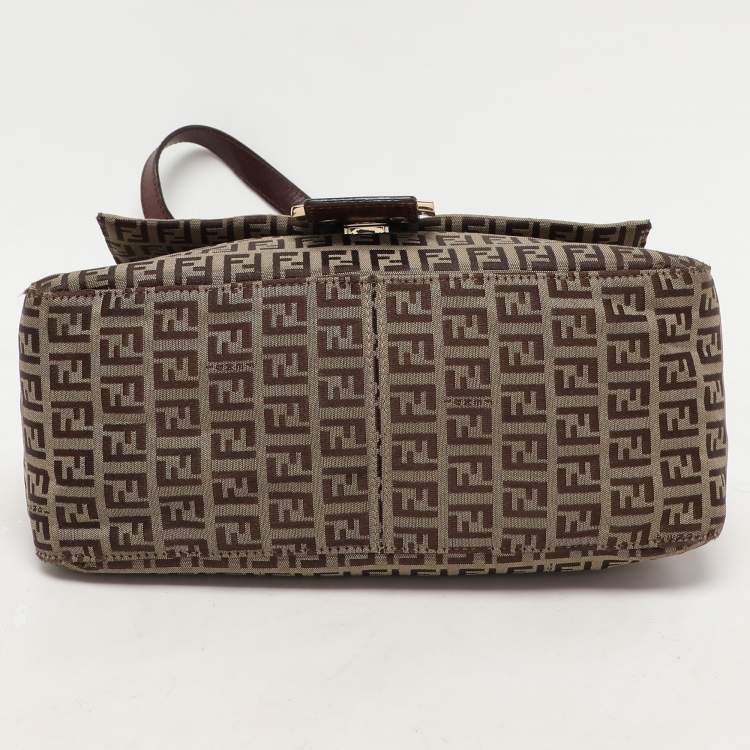 Pre Owned Fendi Brown Zucca Canvas and Leather Mama Forever Shoulder Bag
