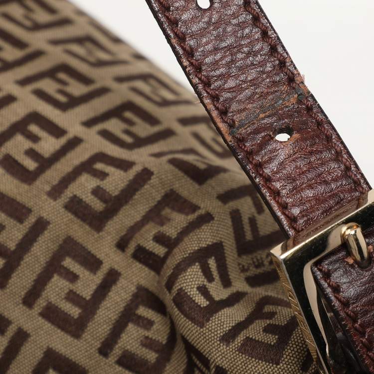 Pre Owned Fendi Brown Zucca Canvas and Leather Mama Forever Shoulder Bag