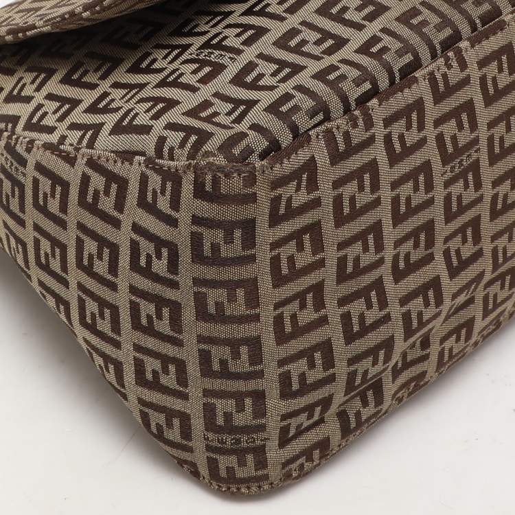 Pre Owned Fendi Brown Zucca Canvas and Leather Mama Forever Shoulder Bag