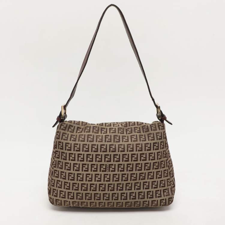 Pre Owned Fendi Brown Zucca Canvas and Leather Mama Forever Shoulder Bag