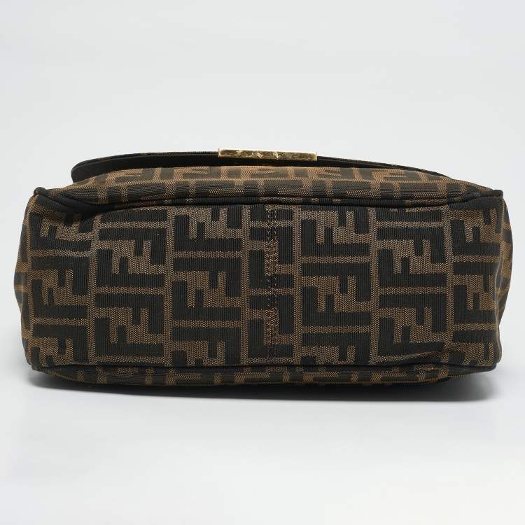 Pre Owned Fendi Tobacco Zucca Canvas Flap Crossbody Bag