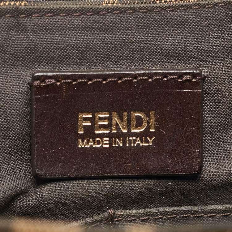 Pre Owned Fendi Tobacco Zucca Canvas Flap Crossbody Bag