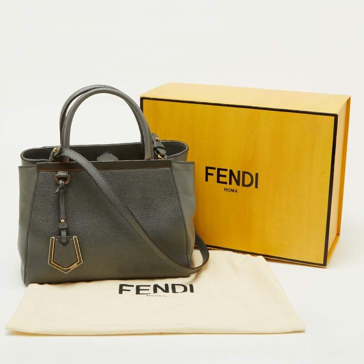 Pre Owned Fendi Grey Leather Small 2Jours Tote