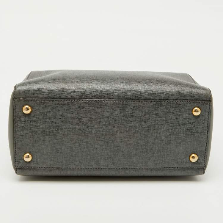Pre Owned Fendi Grey Leather Small 2Jours Tote
