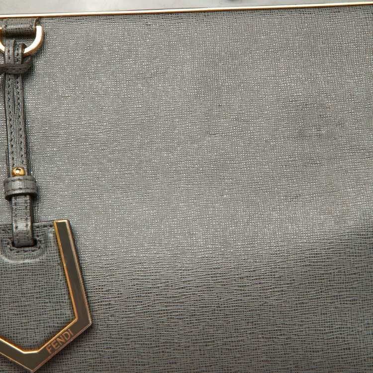Pre Owned Fendi Grey Leather Small 2Jours Tote