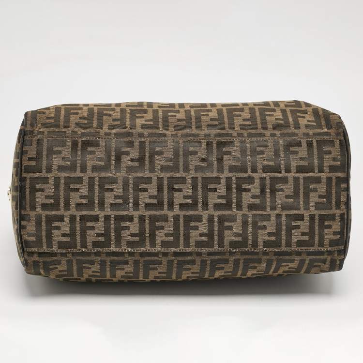 Pre Owned Fendi Tobacco Zucca Canvas Boston Boston Bag