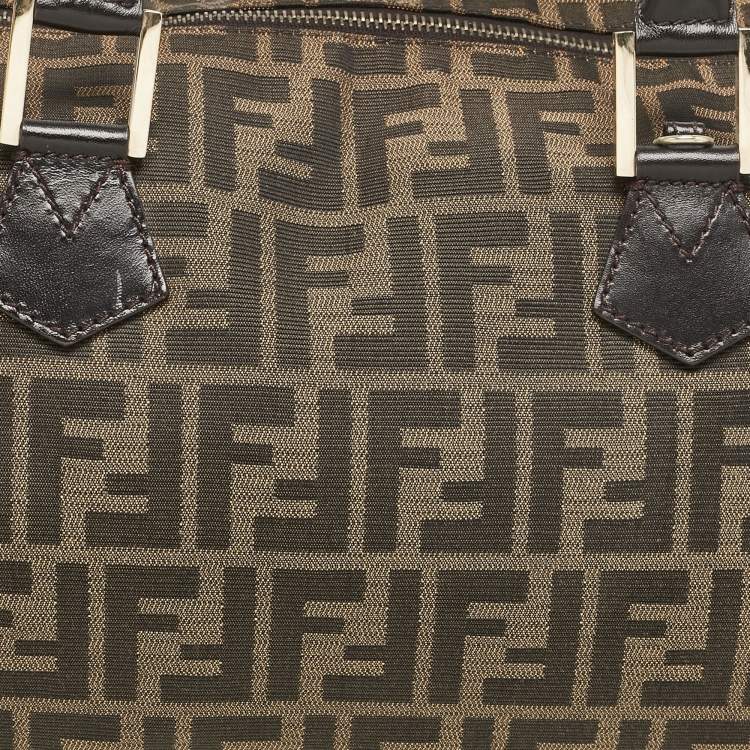Pre Owned Fendi Tobacco Zucca Canvas Boston Boston Bag