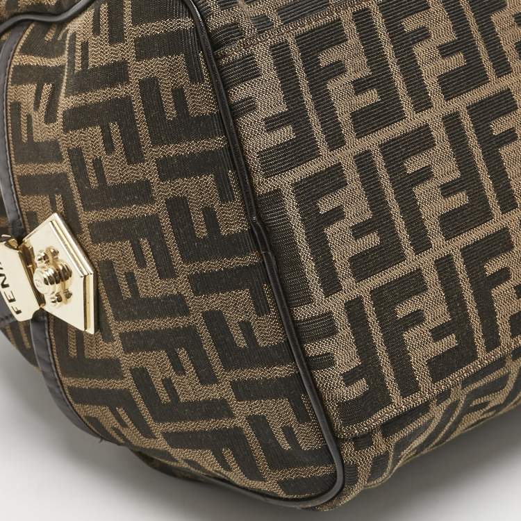 Pre Owned Fendi Tobacco Zucca Canvas Boston Boston Bag