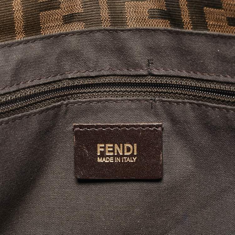Pre Owned Fendi Tobacco Zucca Canvas and Patent Leather Mia Flap Shoulder Bag