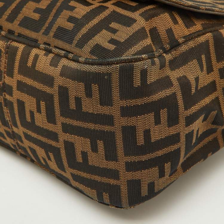 Pre Owned Fendi Tobacco Zucca Canvas and Leather Flap Crossbody Bag