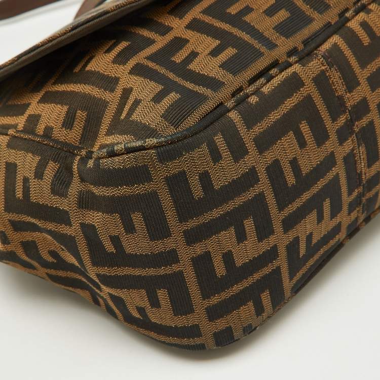 Pre Owned Fendi Tobacco Zucca Canvas and Leather Flap Crossbody Bag