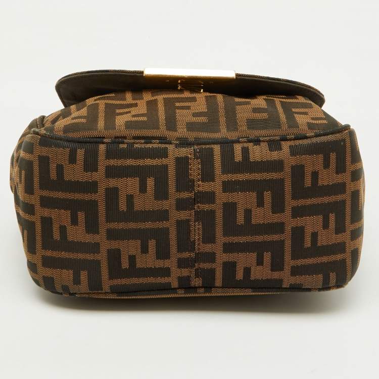 Pre Owned Fendi Tobacco Zucca Canvas and Leather Flap Crossbody Bag