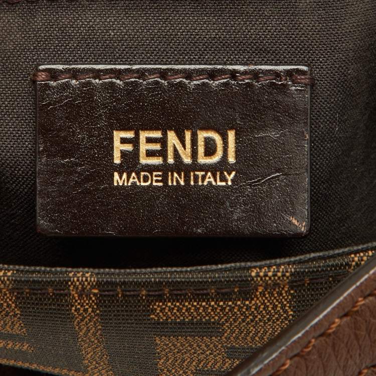 Pre Owned Fendi Tobacco Zucca Canvas and Leather Flap Crossbody Bag