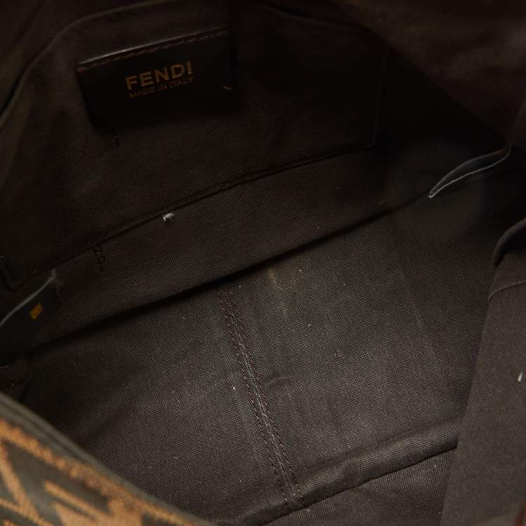 Pre Owned Fendi Tobacco Zucca Canvas and Leather Flap Crossbody Bag