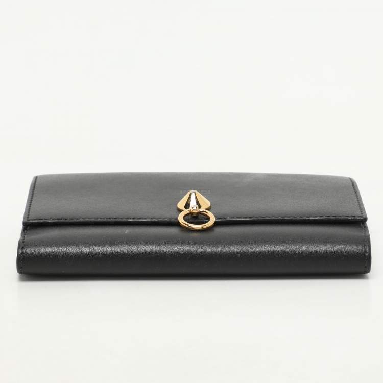 Pre Owned Fendi Black Leather By The Way Bifold Wallet