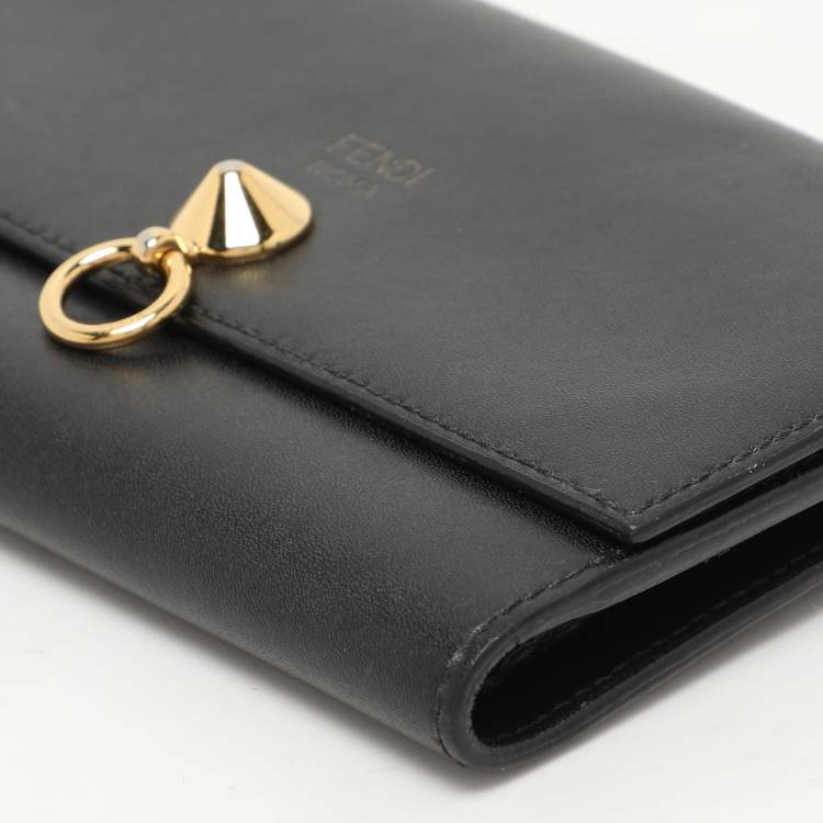 Pre Owned Fendi Black Leather By The Way Bifold Wallet