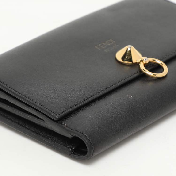 Pre Owned Fendi Black Leather By The Way Bifold Wallet