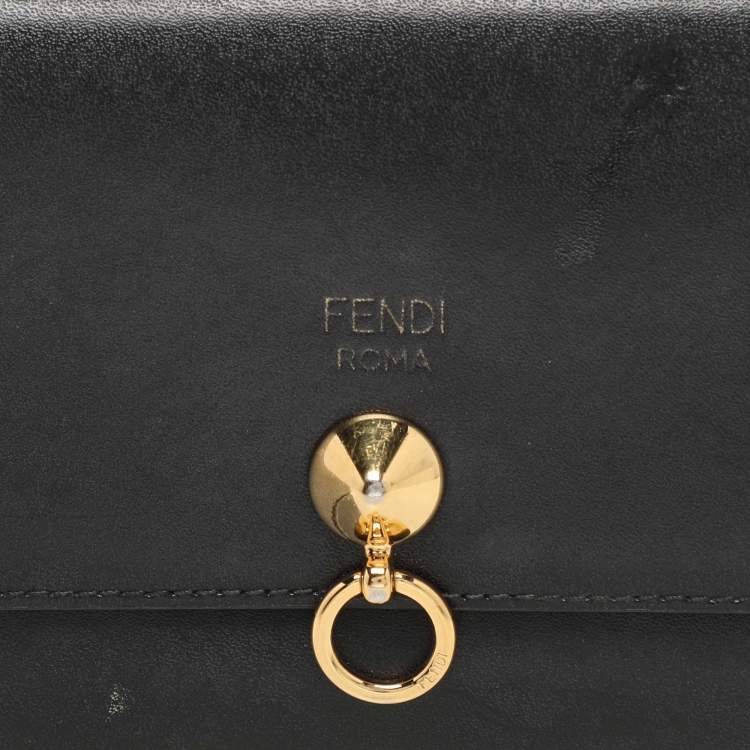 Pre Owned Fendi Black Leather By The Way Bifold Wallet