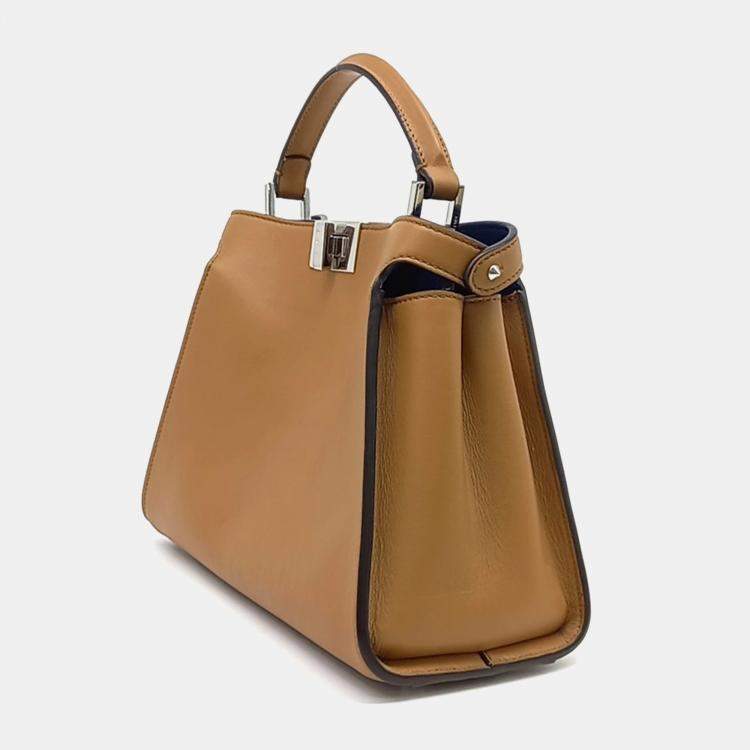 Pre Owned Fendi Brown Leather Peekaboo Essentially Mini Bag