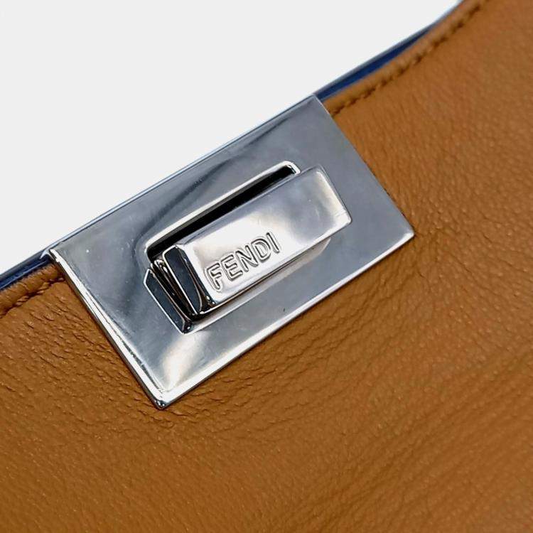 Pre Owned Fendi Brown Leather Peekaboo Essentially Mini Bag
