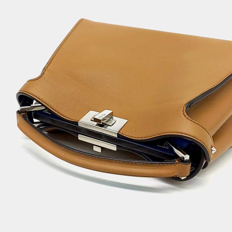Pre Owned Fendi Brown Leather Peekaboo Essentially Mini Bag