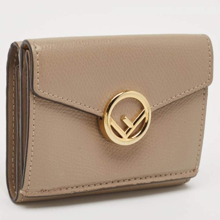 Pre Owned Fendi Beige Leather F is Fendi Trifold Wallet