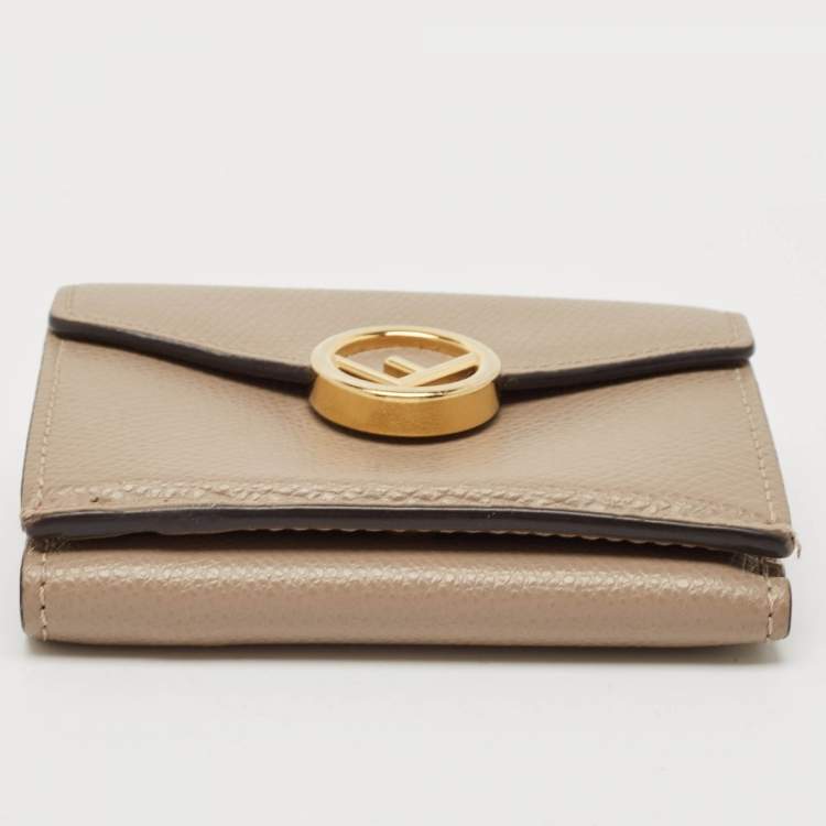Pre Owned Fendi Beige Leather F is Fendi Trifold Wallet